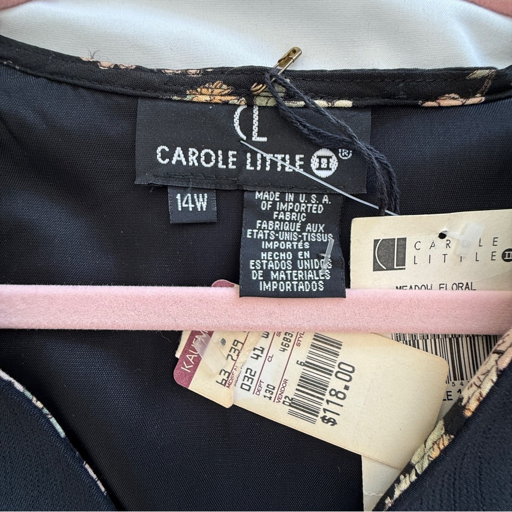 Vintage Carole Little Black Vest w/ Mother of Pearl Women’s 14W Deadstock - Picture 3 of 10